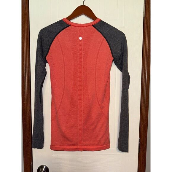 Lululemon Run Swiftly Tech Orange Gray Heather Long Sleeve Shirt Size 6 - Picture 2 of 12